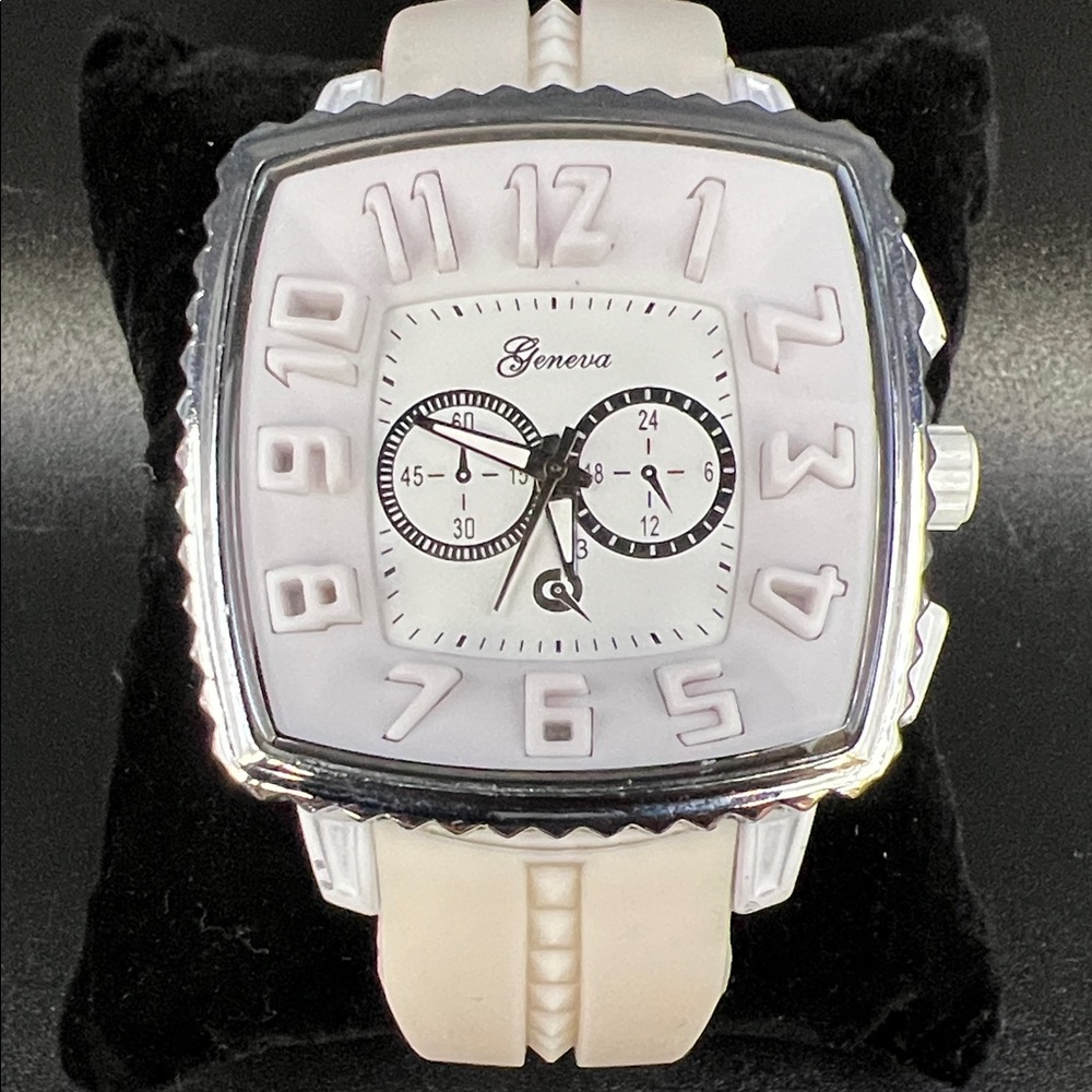 Geneva Oversized 48mm Men’s White Silicone Strap Watch